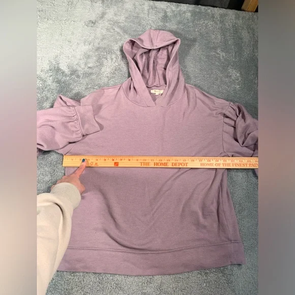 Madewell purple puff sleeve Hoodie medium - Picture 5 of 10